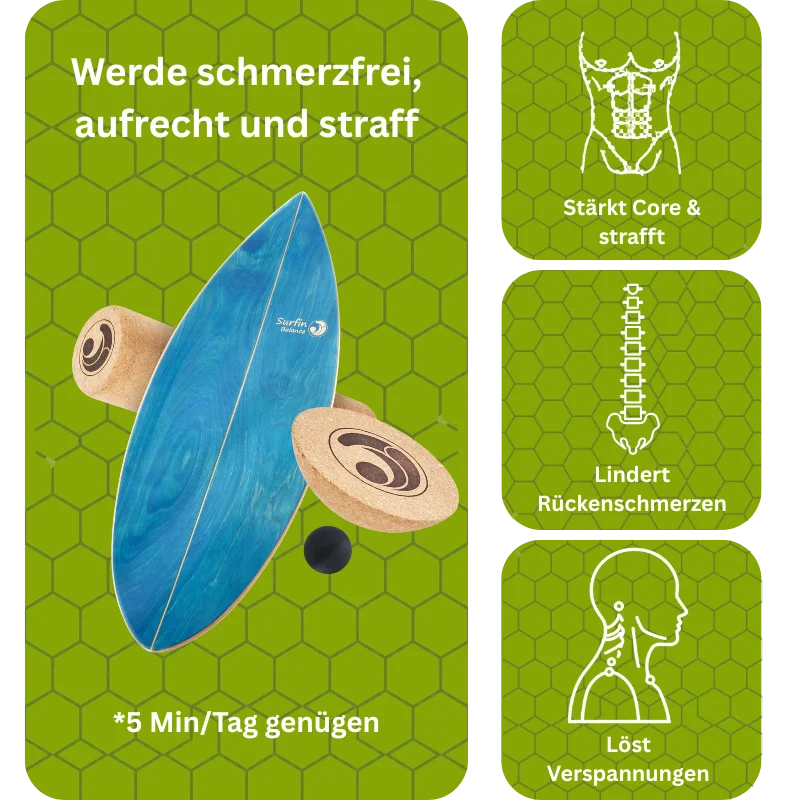 Surfin Balance Board mit Kork-Rolle, Halbkugel und Ball